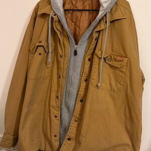 Dickies Tan Jacket with Gray Hoodie size XXL chore coat